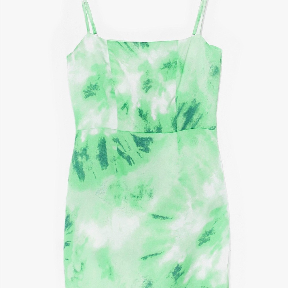 LAST CHANCE Nasty Gal Green Tie Dye Mini Dress - Picture 2 of 10